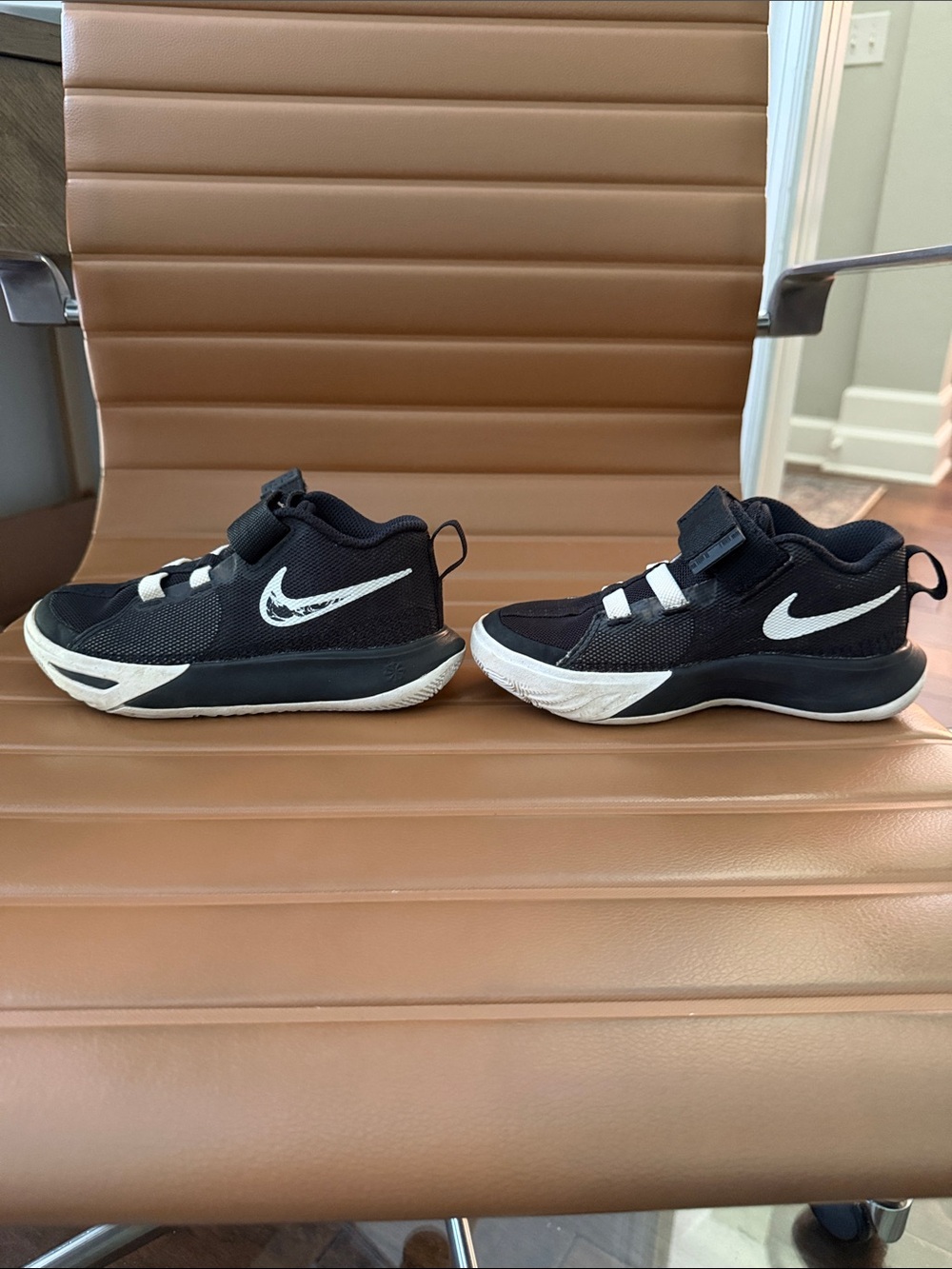 Nike Kids Black and White Hook-and-Loop Sneakers